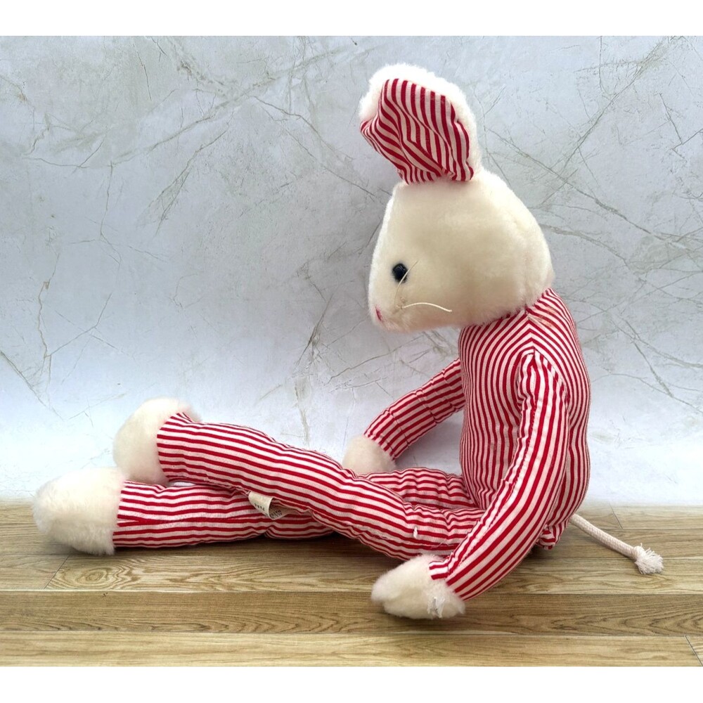 Vintage Eden Toys Red & White Striped Plush Mouse 18″ Soft Toy 1980-90s USA Made - Picture 6 of 15